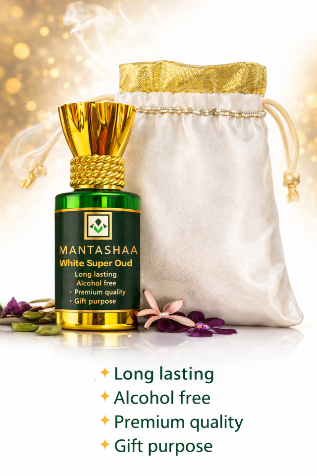 Mantashaa White Super Oud Attar 6ml | Premium Long Lasting Alcohol-Free Luxury Fragrance